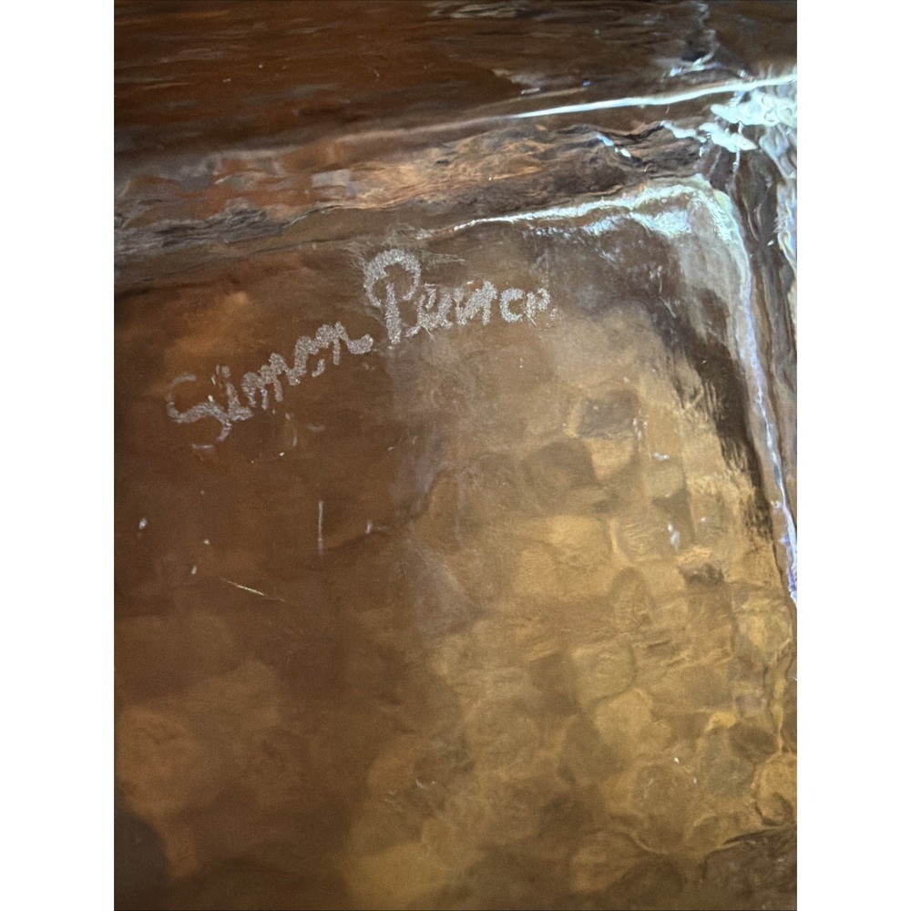 Simon Pearce Woodbury Bowl Ice Glass Hand Blown Minimalist Signed 6.25" Vintage - Picture 7 of 7